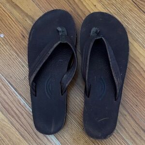 Rainbow Luxury Leather double layer Brown Flip Flops